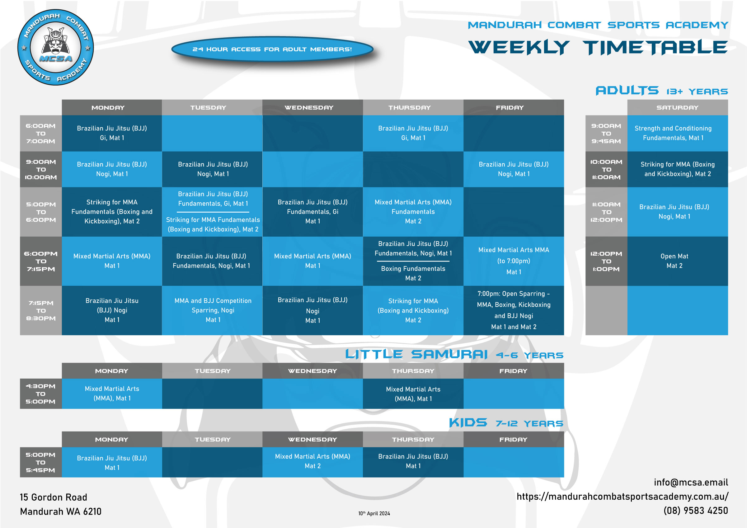 timetable-mandurah-combat-sports-academy